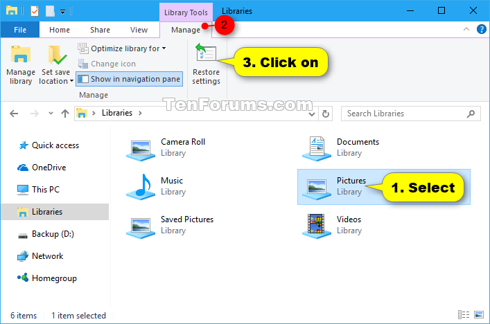 Restore Default Settings of Library in Windows 10-restore_default_library_settings-ribbon.png