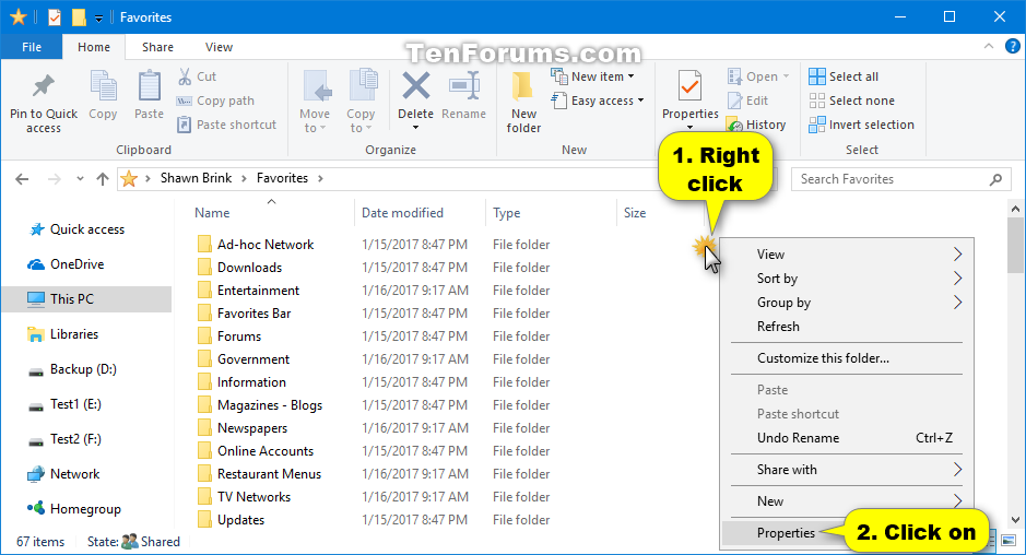 Move Location Of Favorites Folder In Windows 10 Tutorials 