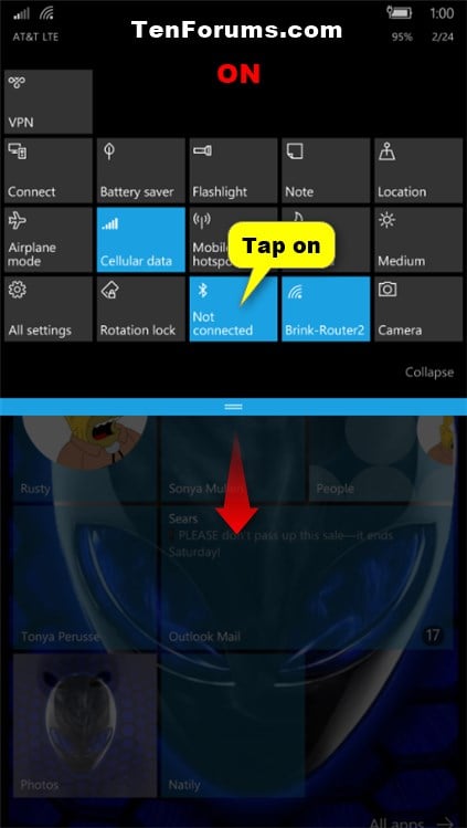 Turn On or Off Bluetooth on Windows 10 Mobile Phone ...