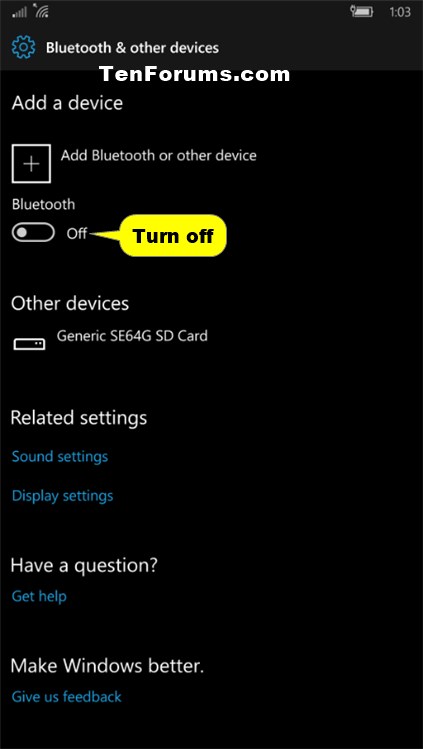 Turn On or Off Bluetooth on Windows 10 Mobile Phone-w10_mobile_bluetooth_settings-1.jpg
