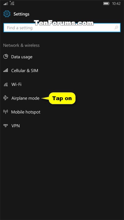 Turn On or Off Airplane Mode on Windows 10 Mobile Phone-w10_mobile_airplane_mode_settings-2.jpg