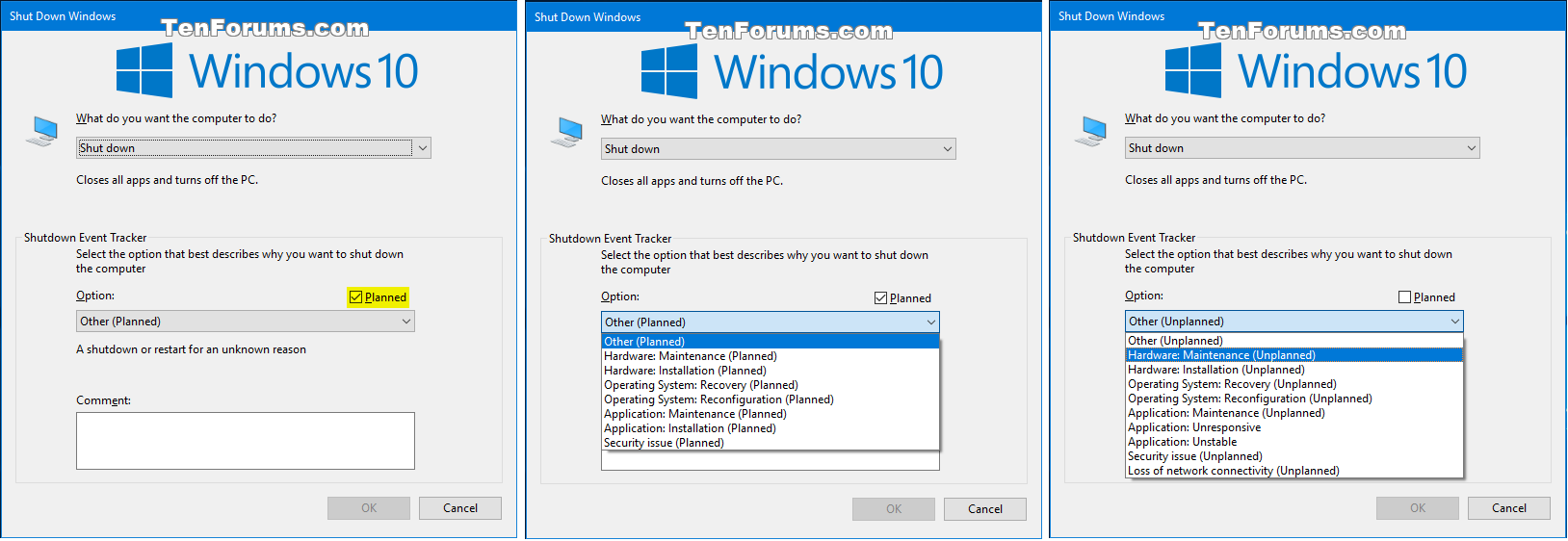 Enable or Disable Shutdown Event Tracker in Windows 10 | Tutorials