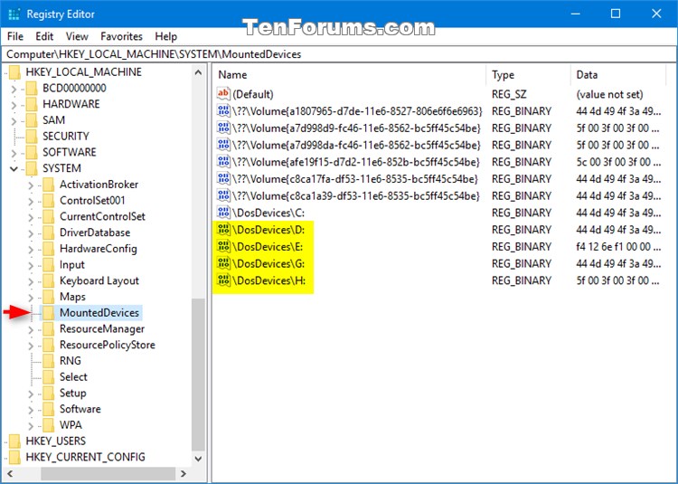 Change and Assign Drive Letter in Windows 10-change_drive_letter_in_registry-1.jpg