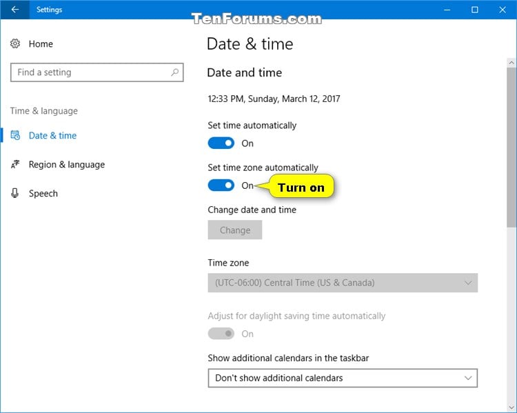 Change Time Zone in Windows 10 Tutorials