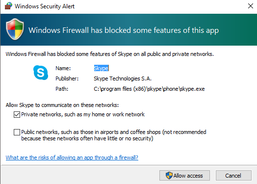 turn off notification firewall windows 10