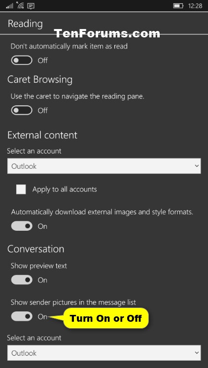 Hide Sender Pictures in Outlook Mail on Windows 10 Mobile Phone-sender_pictures_in_mail_app-4.jpg