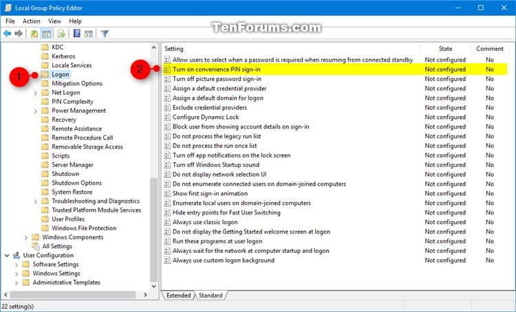 local group policy editor power settings