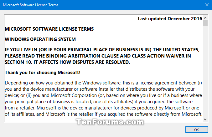 Find Microsoft End User License Agreement Eula In Windows 10