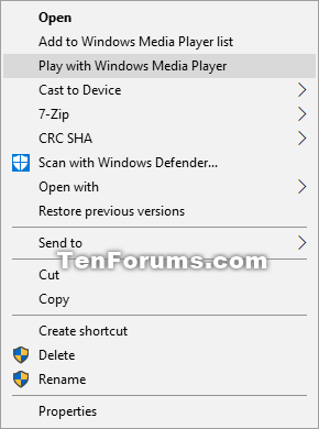bordado Viajero Red Remove Play with Windows Media Player Context Menu in Windows 10 | Tutorials