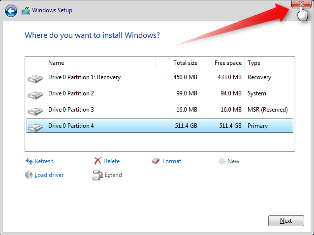 Apply Windows Image using DISM Instead of Clean Install-exit-partitioning.png