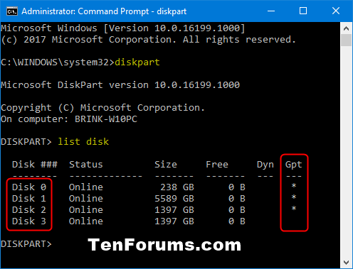 Check if Disk is MBR or GPT in Windows-diskpart.png