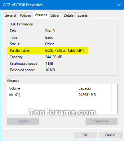 Check if Disk is MBR or GPT in Windows Hardware & Drivers Windows 10 Forums
