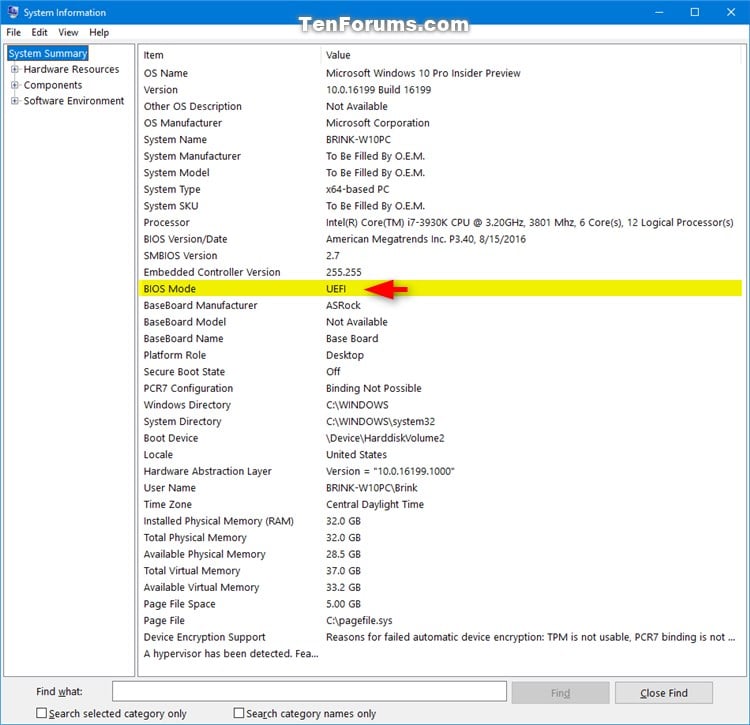 windows 10 uefi or legacy check