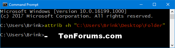 Set or Unset Hidden Attribute of Files and Folders in Windows 10-hide_folder_only_command.png