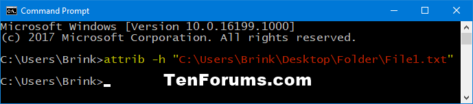 Set or Unset Hidden Attribute of Files and Folders in Windows 10-unhide_file_command.png