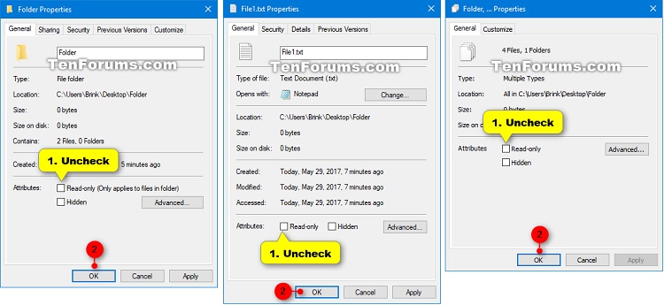 Set or Unset Read-only Attribute of Files and Folders in Windows 10-unset_read-only_files_folders_properties.jpg