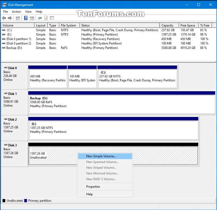 Cancella il disco utilizzando il comando Diskpart Clean in Windows 10-disk_management-new_simple_volume.jpg