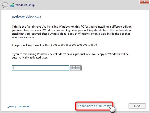 Use Hyper-V virtual machine to get Windows 10 Insider ISO-skip-key.jpg