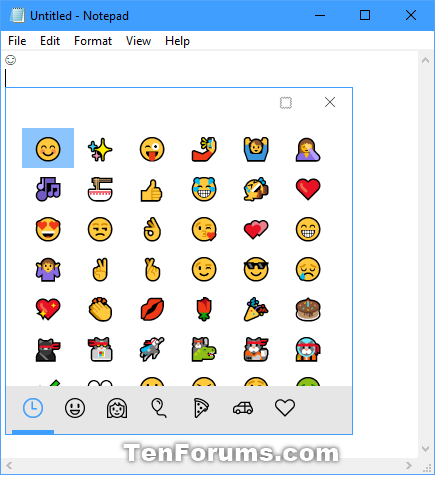 Entering Emoji on Hardware Keyboard with Emoji Panel in Windows 10-notepad_emoji_panel.png