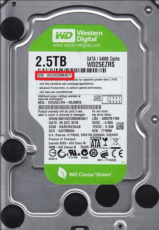 Western digital serial number