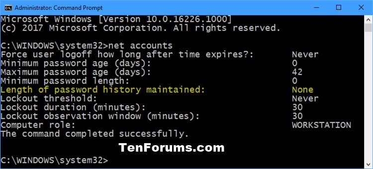 Enforce Password History for Local Accounts in Windows 10-net_accounts..jpg