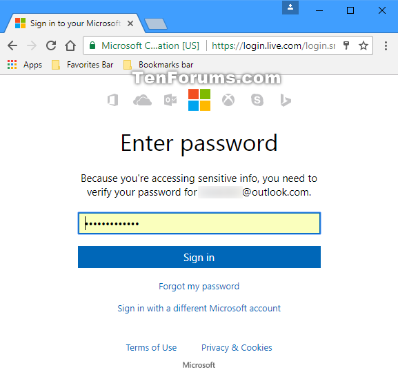Microsoft account password expired