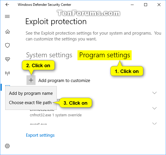 Change Windows Defender Exploit Protection Settings in Windows 10-exploit_protection_add_program_settings-1.png