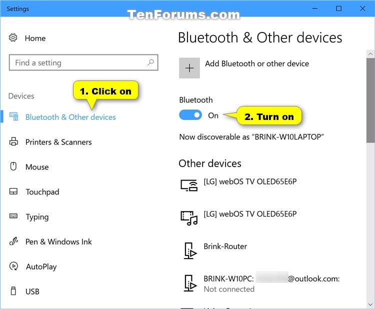 Turn On or Off Bluetooth in Windows 10 | Tutorials