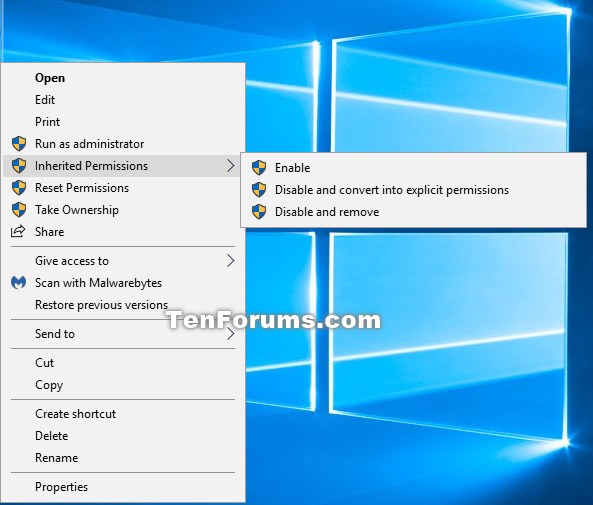 Enable or Disable Inherited Permissions for Objects in Windows-inherited_permissions_context_menu.jpg