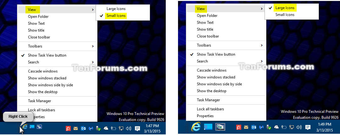 Add Or Remove Quick Launch Toolbar In Windows 10 Tutorials