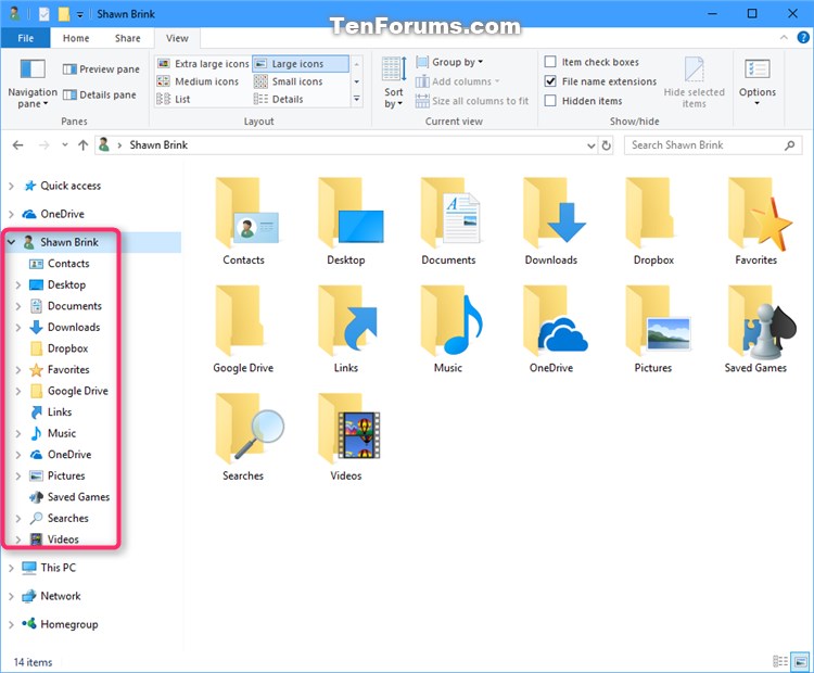 Add or Remove User Folder from Navigation Pane in Windows 10-user_folder_on_navigation_pane.jpg