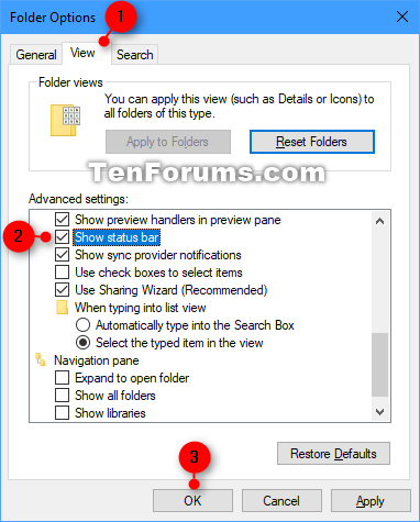 Hide or Show Status Bar in File Explorer in Windows 10-show_status_bar_folder_options.png