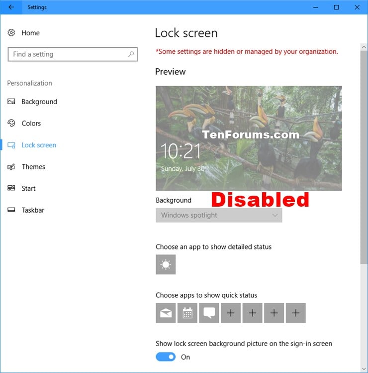 Enable or Disable Changing Lock Screen Background in Windows 10 | Tutorials