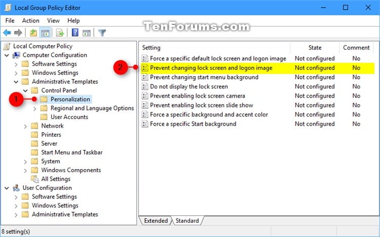 Enable or Disable Changing Lock Screen Background in Windows 10 | Tutorials Enable or Disable Changing Lock Screen Background in Windows 10 | Tutorials