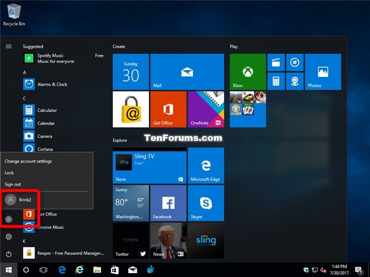 windows 10 change default microsoft account