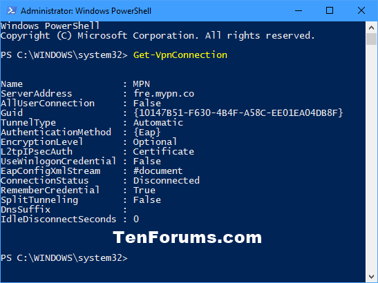 Remove a VPN Connection in Windows 10-get-vpnconnection_powershell.png