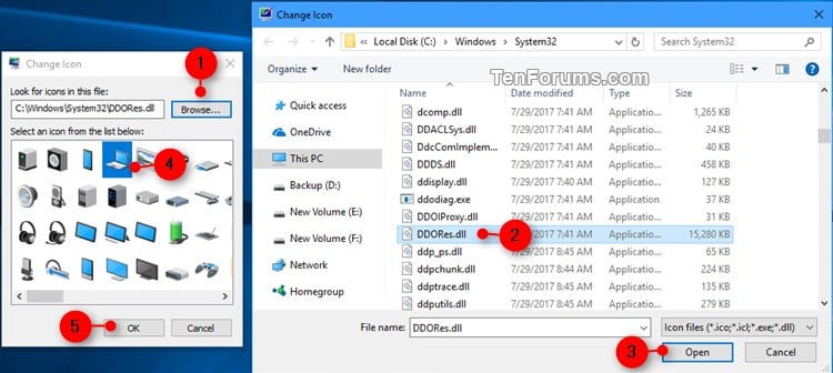 change default icons in windows 10