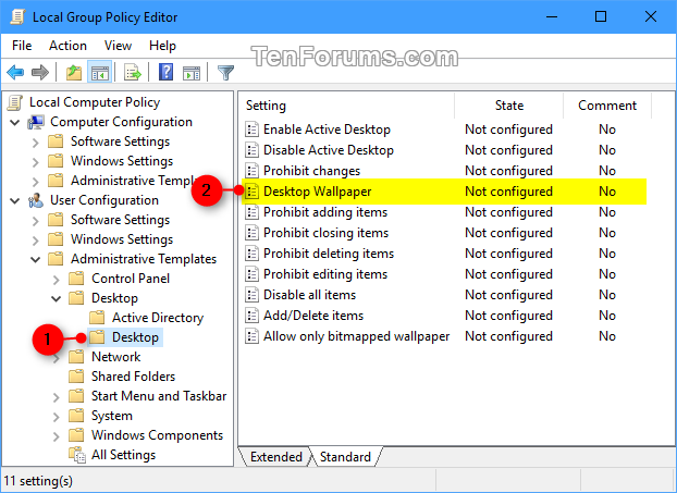 Specify Default Desktop Background in Windows 10 | Tutorials
