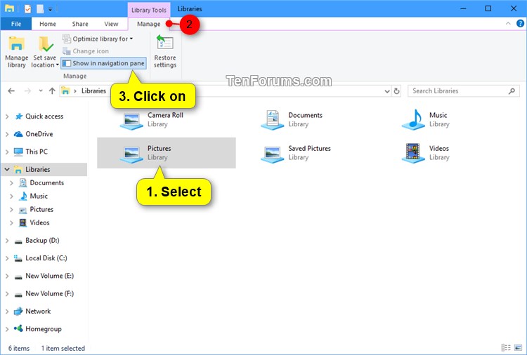 Hide or Show a Library in Navigation Pane in Windows 10-dont_show_library_ribbon.jpg