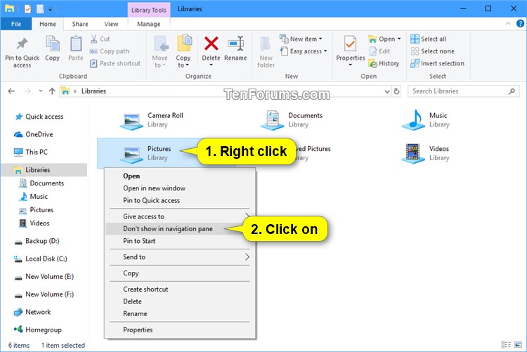 Hide or Show a Library in Navigation Pane in Windows 10-dont_show_library_right_click-1.jpg