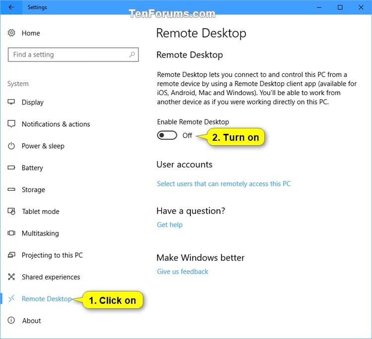 Enable or Disable Remote Desktop Connections to Windows 10 PC-enable_remote_desktop_in_settings-1.jpg