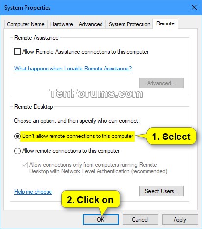 Enable or Disable Remote Desktop Connections to Windows 10 PC-remote_desktop_control_panel-2.jpg