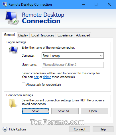 Save Remote Desktop Connection Settings to RDP File in Windows-rdc_settings-1.png