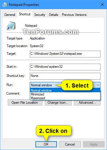 Always Open Shortcut as Normal, Minimized, or Maximized in Windows 10-run_shortcut-3.png