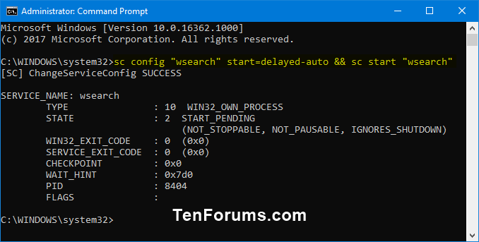 Enable or Disable Search Indexing in Windows-enable_windows_search_service-command.png