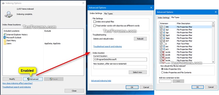 Enable or Disable Advanced Indexing Options in Windows-advanced_indexing_options-enabled.jpg