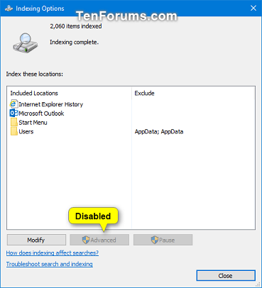 Enable or Disable Advanced Indexing Options in Windows-advanced_indexing_options-disabled.png