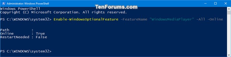 How to Install or Uninstall Windows Media Player in Windows 10-turn_on_windows_media_player_in_powershell.jpg