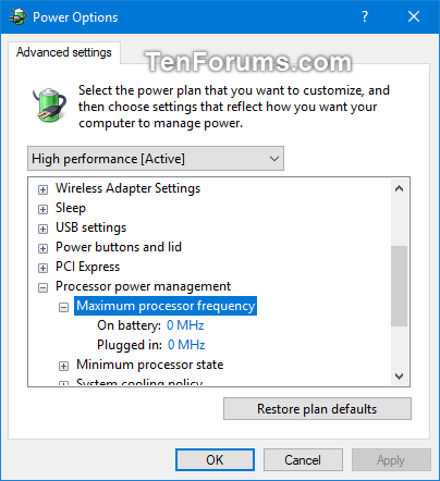 pariteit ruimte snor Add or Remove Maximum Processor Frequency in Windows 10 Power Options |  Tutorials