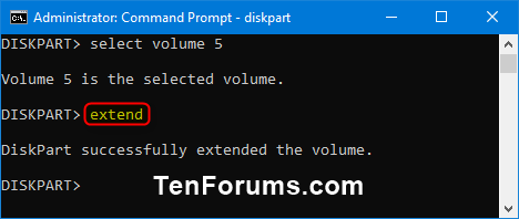 Extend Volume or Partition in Windows 10-extend_volume_in_command_prompt-5.png